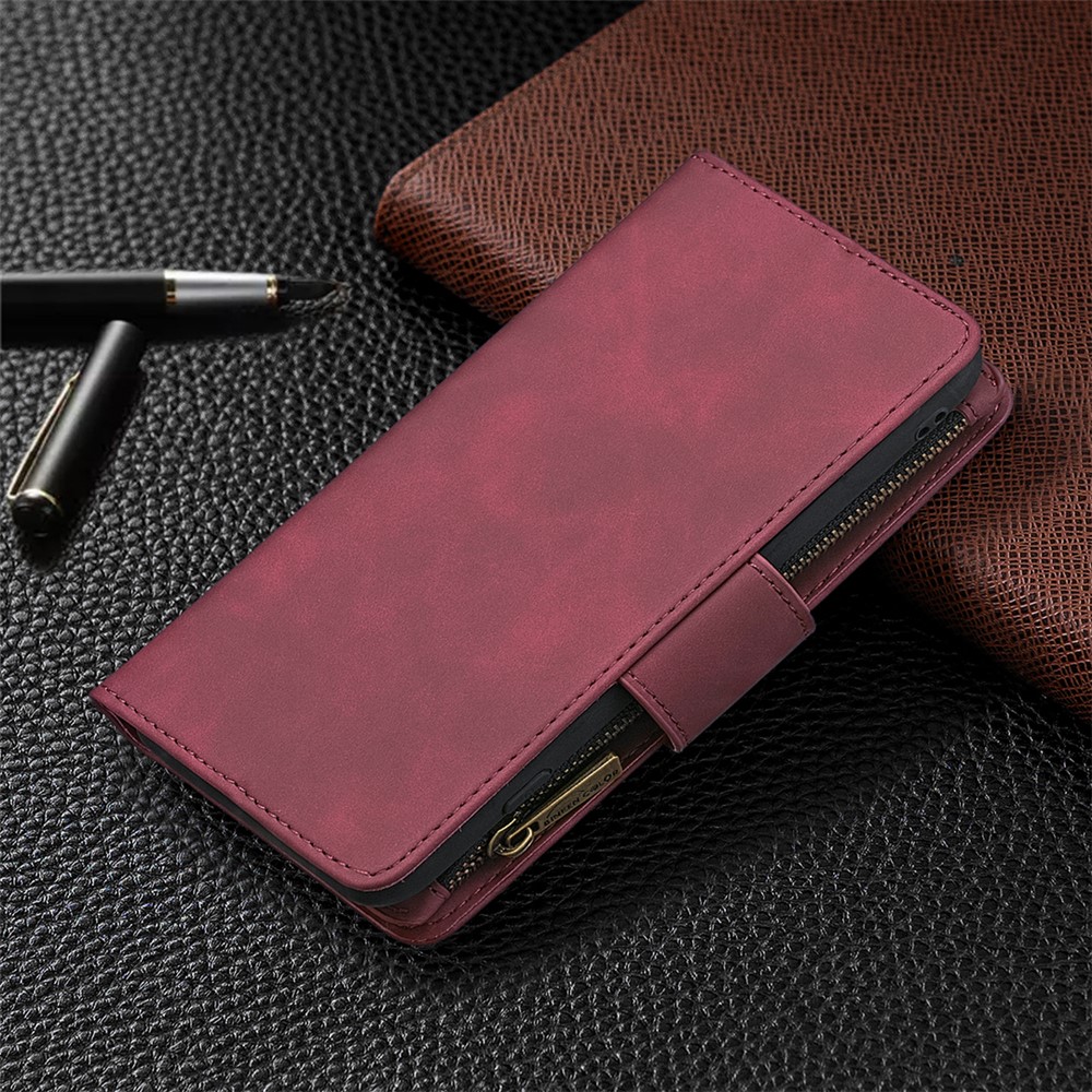 BF02 Silky Touch Skin Detachable 2-in-1 Leather Case Zipper Pocket Wallet Design Cover for Samsung Galaxy A32 5G - Red-7