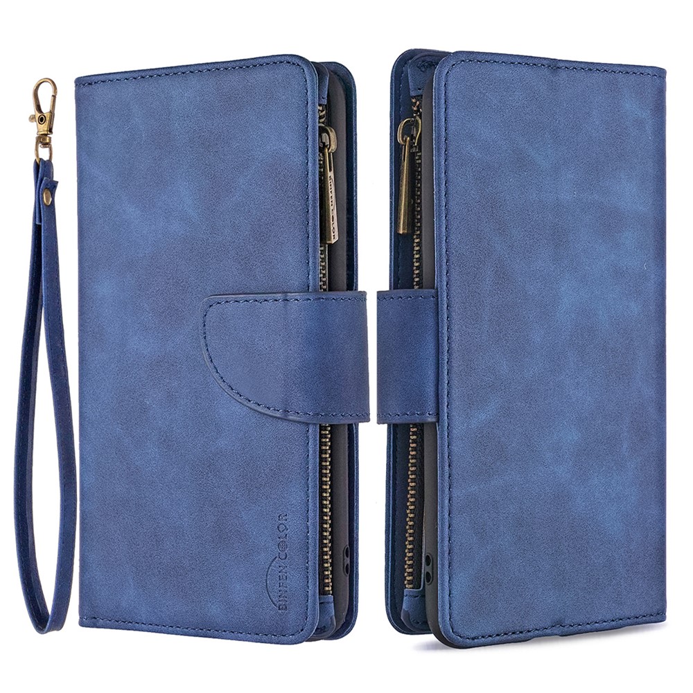 BF02 Silky Touch Skin Detachable 2-in-1 Leather Phone Cover with Zipper Pocket for Samsung Galaxy A42 5G - Blue-1