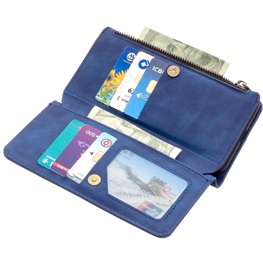 BF02 Silky Touch Skin Detachable 2-in-1 Leather Phone Cover with Zipper Pocket for Samsung Galaxy A42 5G - Blue-4