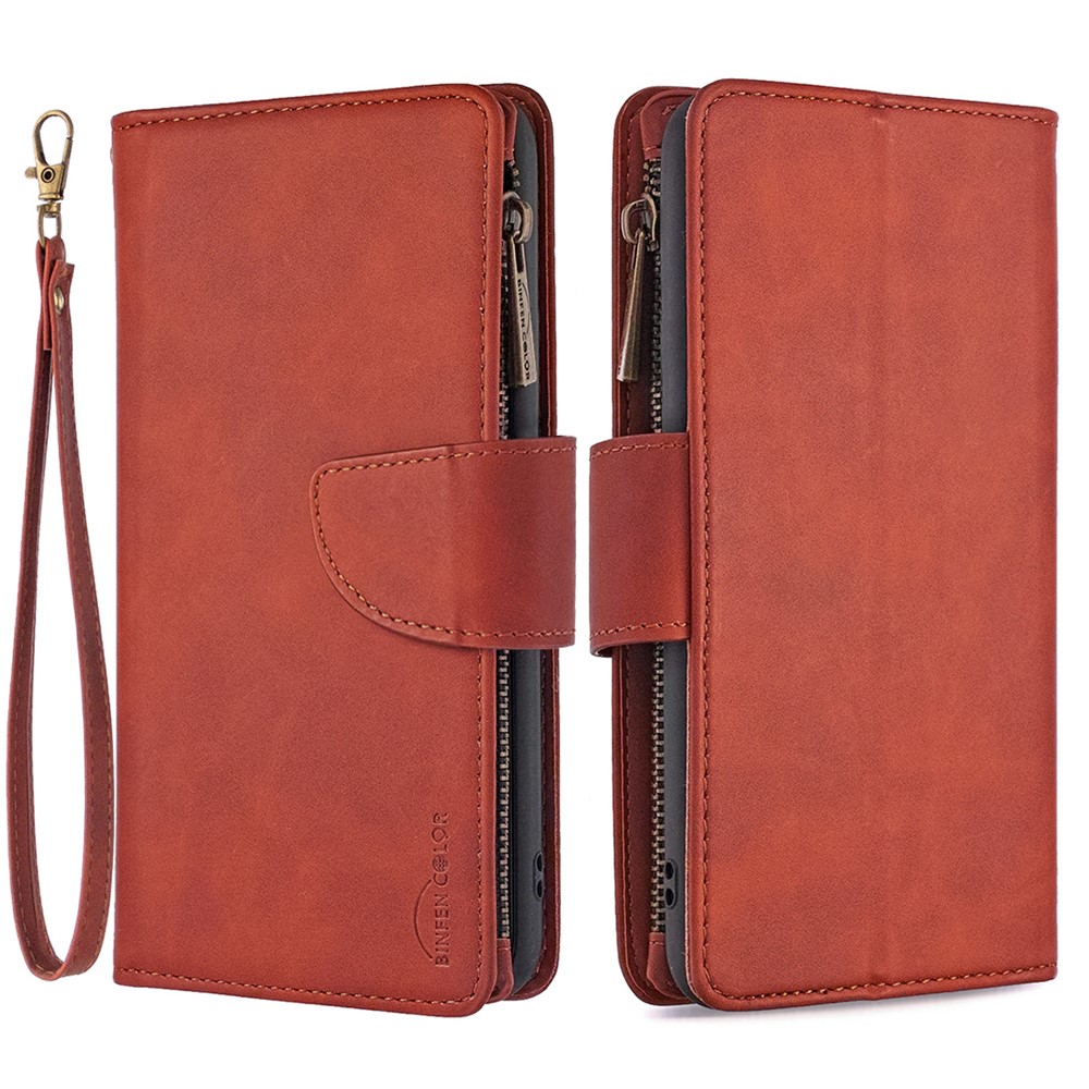 BF02 Silky Touch Skin Detachable 2-in-1 Leather Wallet Phone Case Shell with Zipper Pocket for Samsung Galaxy A52 5G/4G - Brown-1