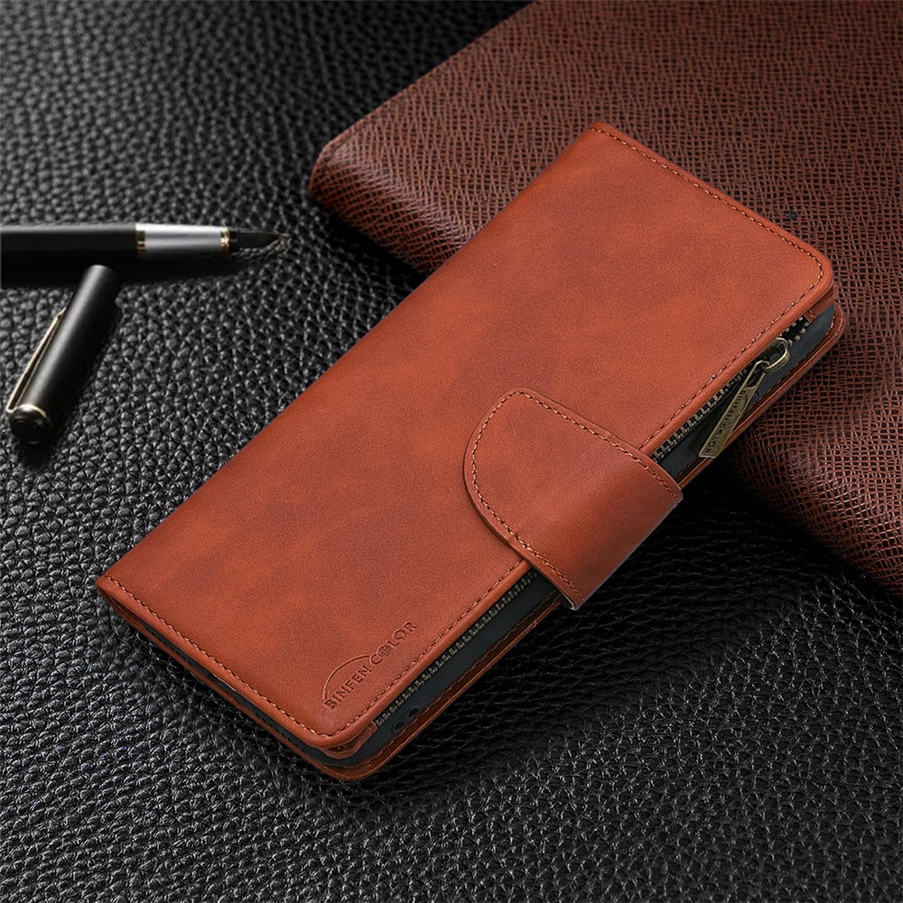 BF02 Silky Touch Skin Detachable 2-in-1 Leather Wallet Phone Case Shell with Zipper Pocket for Samsung Galaxy A52 5G/4G - Brown-6
