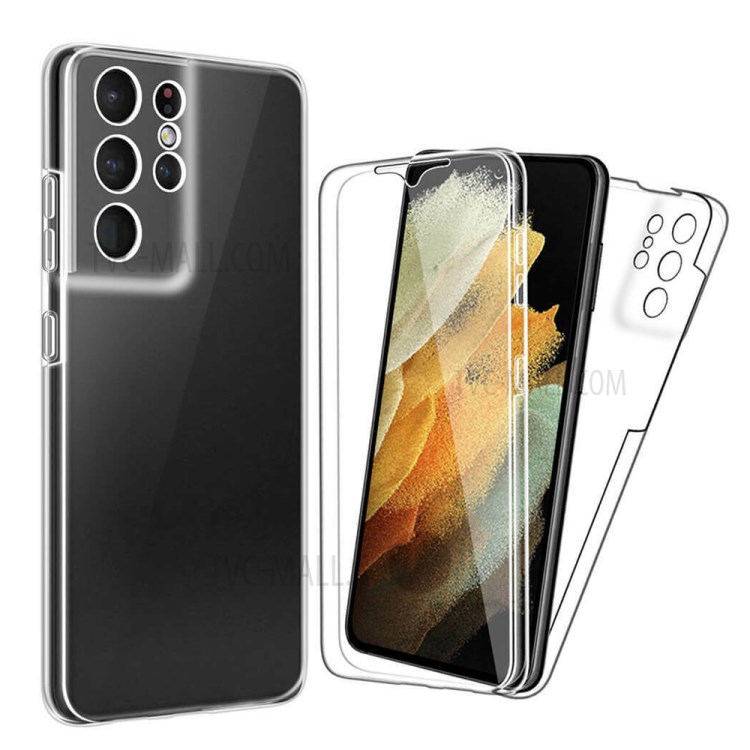 Full Body PET Front Cover + TPU Edge + Acrylic Back Panel Phone Case for Samsung Galaxy S21 Ultra 5G-1