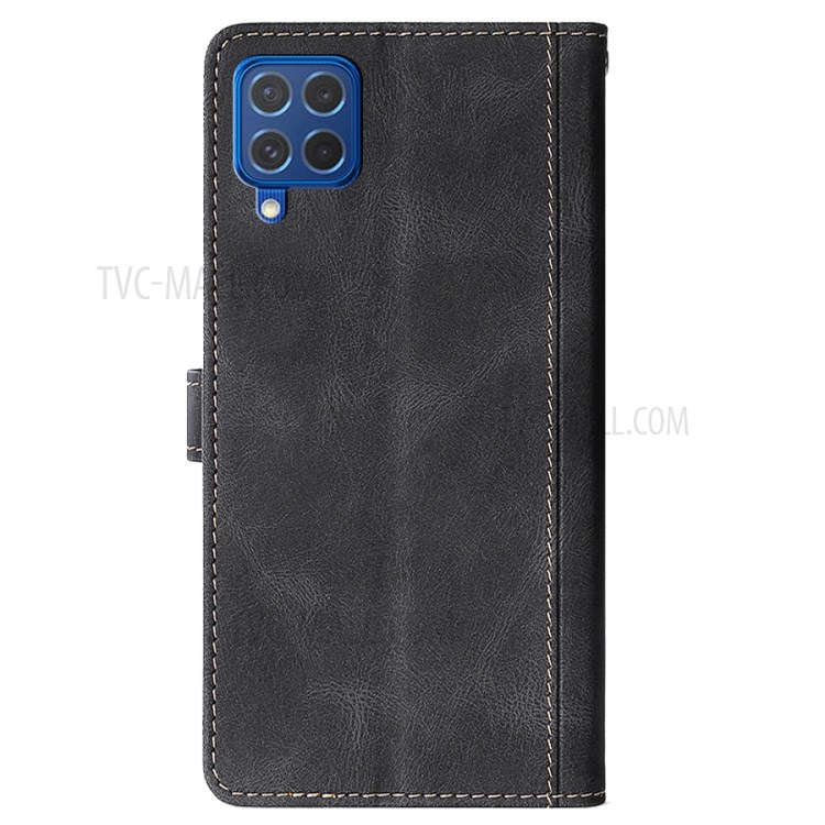 Stylish Contrast Color PU Leather + Inner TPU Phone Cover Case for Samsung Galaxy F62/M62 - Black-3