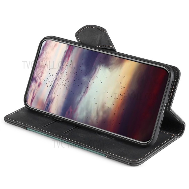 Stylish Contrast Color PU Leather + Inner TPU Phone Cover Case for Samsung Galaxy F62/M62 - Black-4