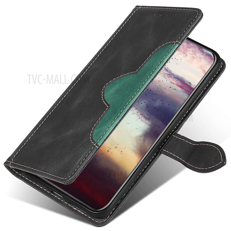 Stylish Contrast Color PU Leather + Inner TPU Phone Cover Case for Samsung Galaxy F62/M62 - Black-5