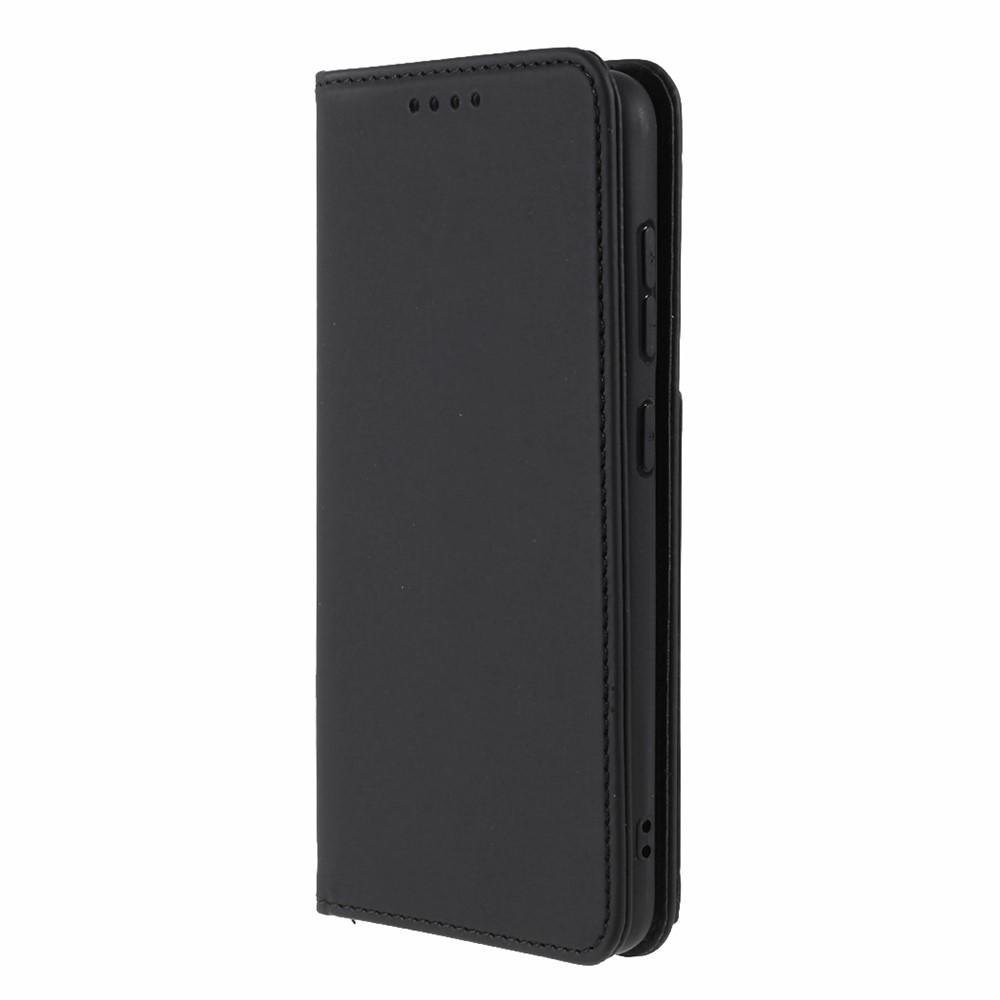Automatic Suction Liquid Silicone Feel Leather Wallet Case for Samsung Galaxy S21 FE - Black-2