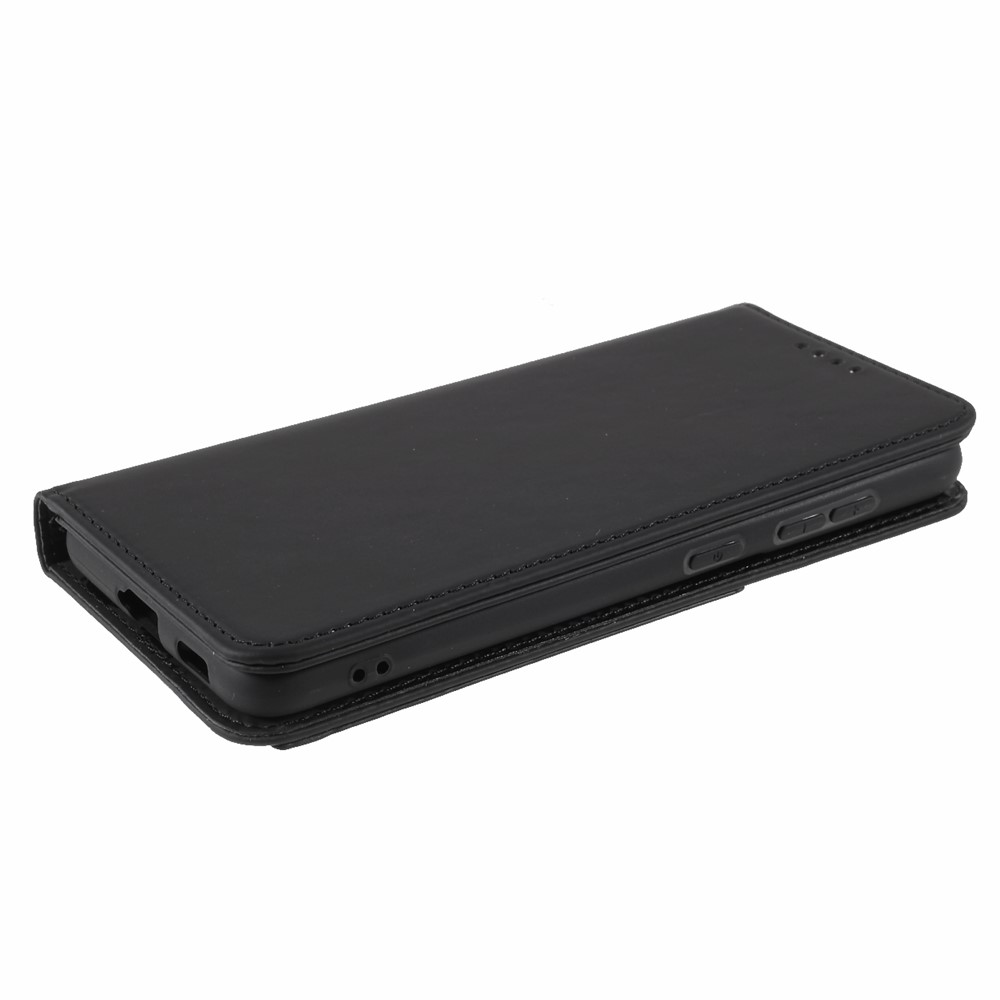 Automatic Suction Liquid Silicone Feel Leather Wallet Case for Samsung Galaxy S21 FE - Black-4