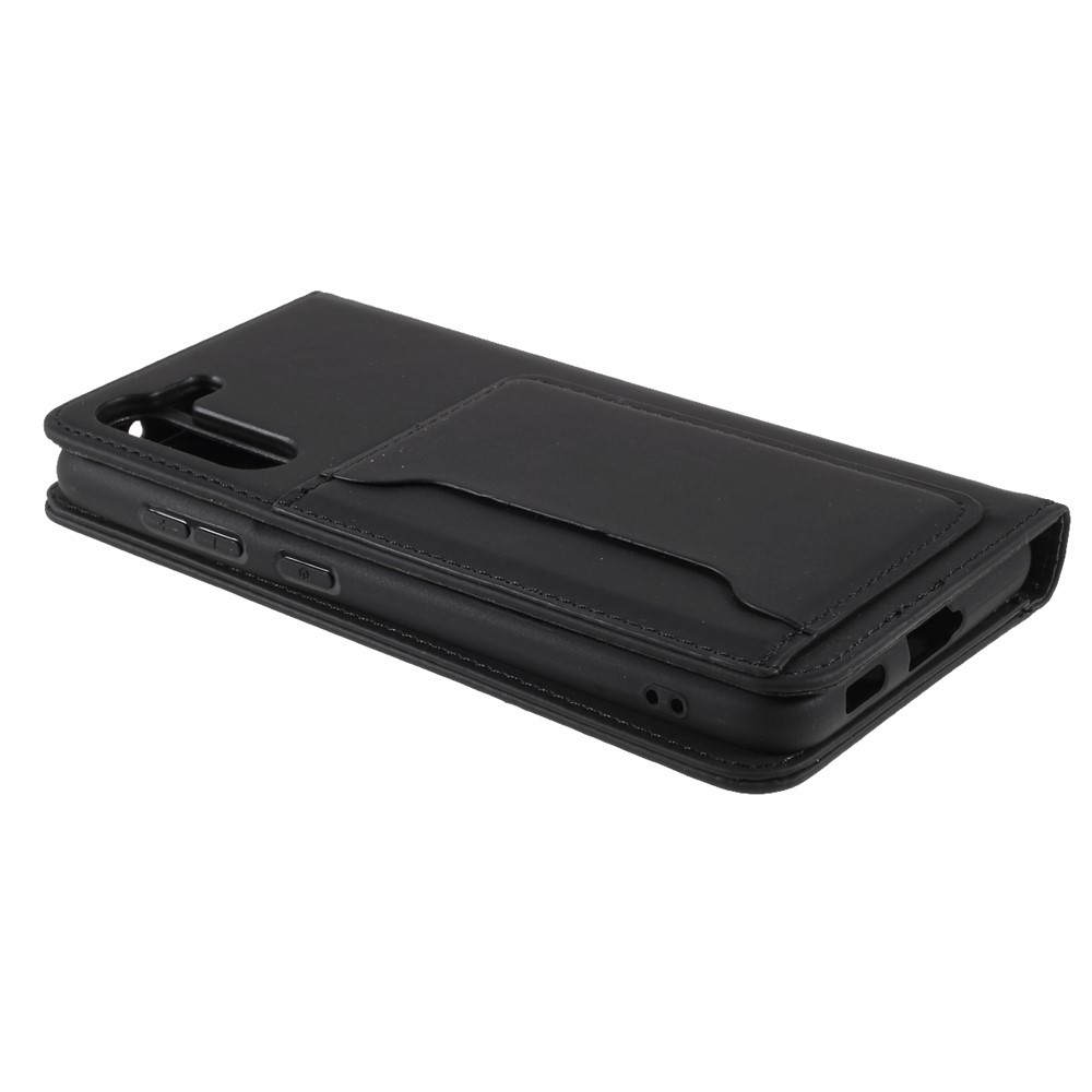 Automatic Suction Liquid Silicone Feel Leather Wallet Case for Samsung Galaxy S21 FE - Black-5