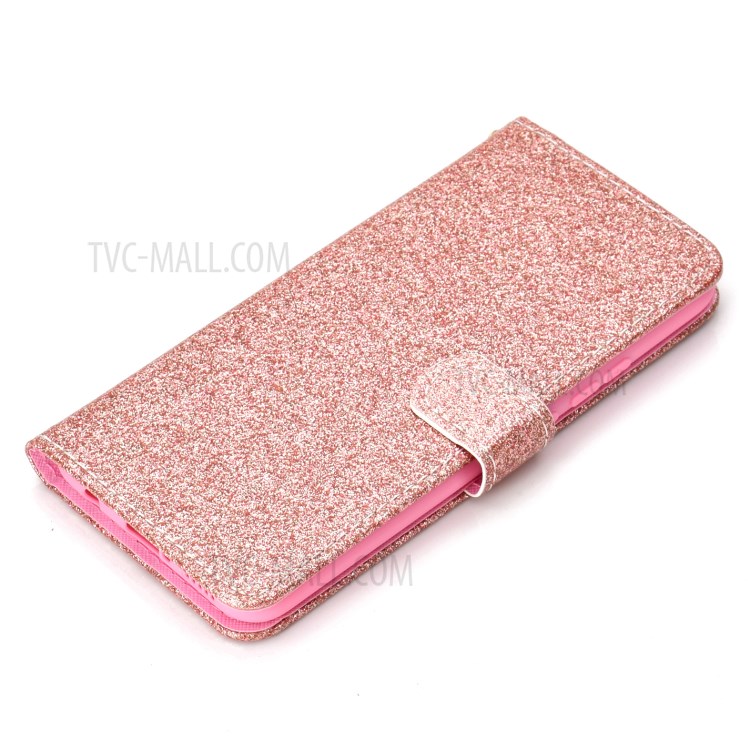 Glitter Powder Design Leather Stand Case with Card Slots Shell for Samsung Galaxy A32 4G - Rose Gold-5