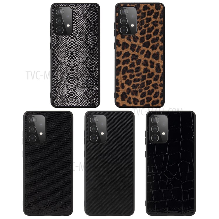 Textured PU Leather Coated TPU + PC Phone Cover Shell for Samsung Galaxy A72 4G/5G - Carbon Fiber Texture-10