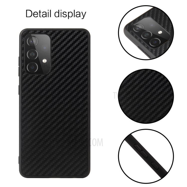 Textured PU Leather Coated TPU + PC Phone Cover Shell for Samsung Galaxy A72 4G/5G - Carbon Fiber Texture-2