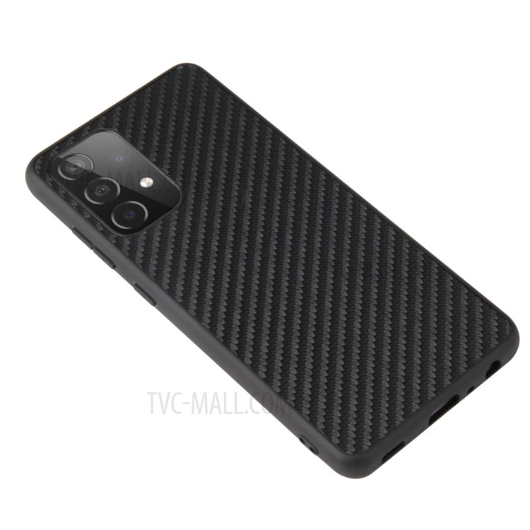 Textured PU Leather Coated TPU + PC Phone Cover Shell for Samsung Galaxy A72 4G/5G - Carbon Fiber Texture-3