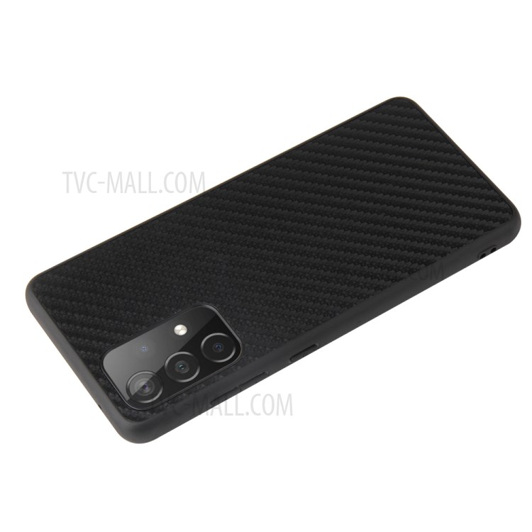 Textured PU Leather Coated TPU + PC Phone Cover Shell for Samsung Galaxy A72 4G/5G - Carbon Fiber Texture-4