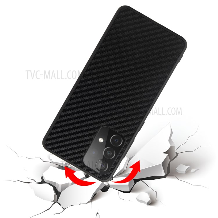 Textured PU Leather Coated TPU + PC Phone Cover Shell for Samsung Galaxy A72 4G/5G - Carbon Fiber Texture-6