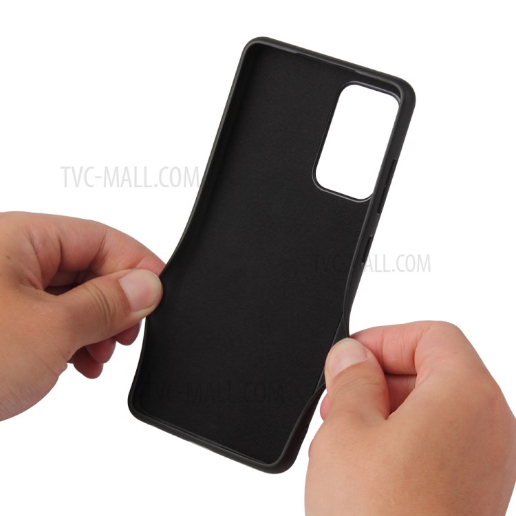 Textured PU Leather Coated TPU + PC Phone Cover Shell for Samsung Galaxy A72 4G/5G - Carbon Fiber Texture-8