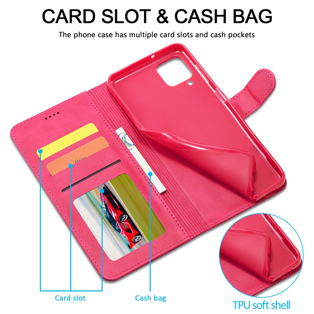 LC.IMEEKE Wallet Stand Leather Mobile Phone Case for Samsung Galaxy F62/M62 - Rose-4