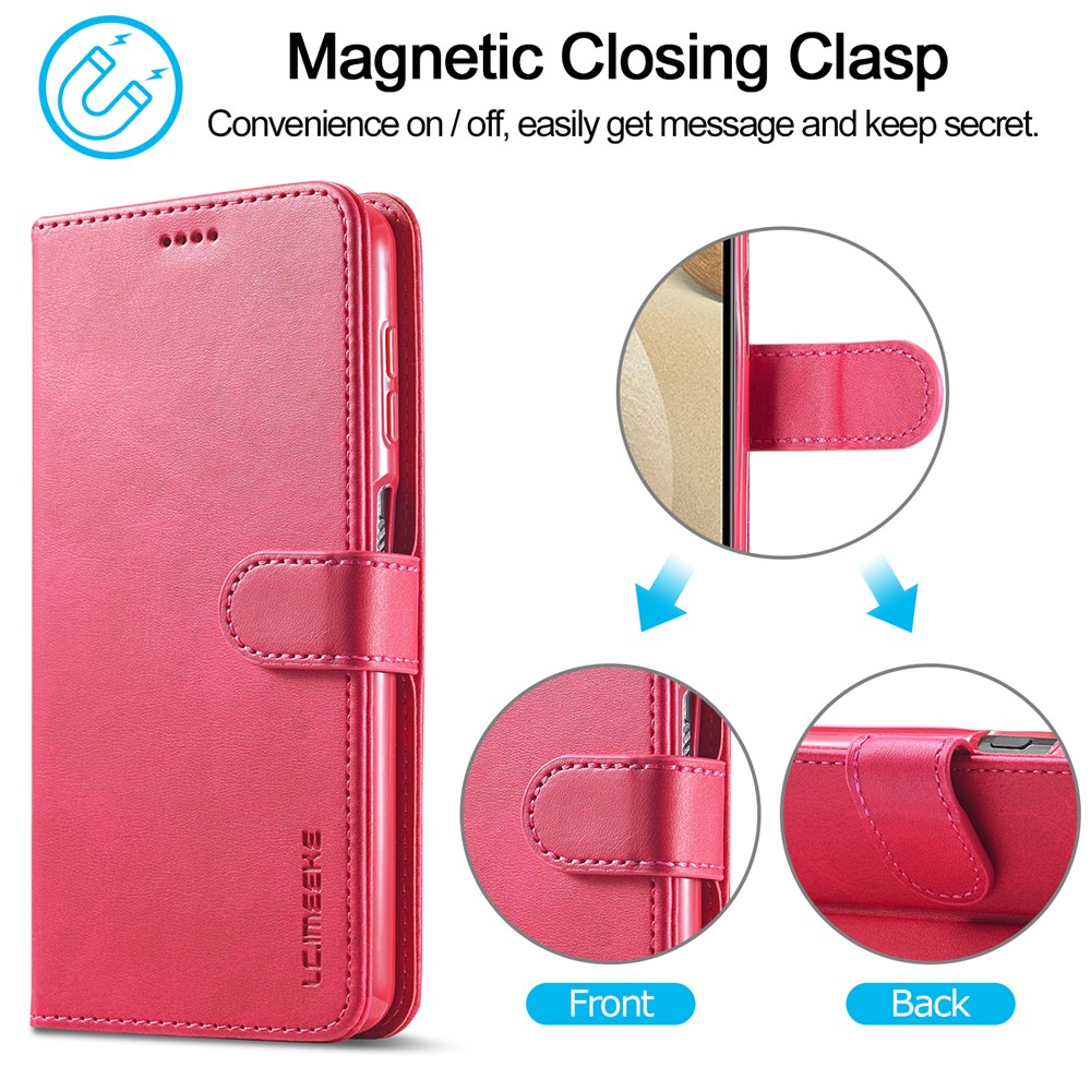 LC.IMEEKE Wallet Stand Leather Mobile Phone Case for Samsung Galaxy F62/M62 - Rose-5
