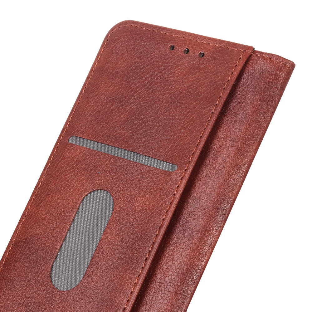 Auto-absorbed Litchi Texture Split Leather Stand Case Cover with Wallet for Samsung Galaxy A22 5G (EU Version) - Brown-7