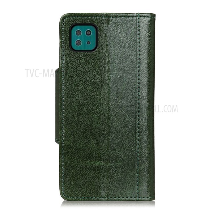 Wallet Design PU Leather Full Protection Phone Case with Stand for Samsung Galaxy A22 5G (EU Version) - Green-2