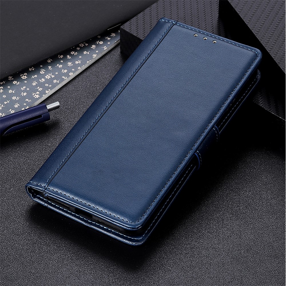 Leather Phone Stand Full Protection Cover Wallet Design Case for Samsung Galaxy A22 4G (EU Version) - Blue-6