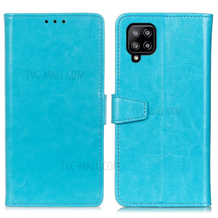Wallet Stand PU Leather Protective Case for Samsung Galaxy A22 4G (EU Version) - Blue-1