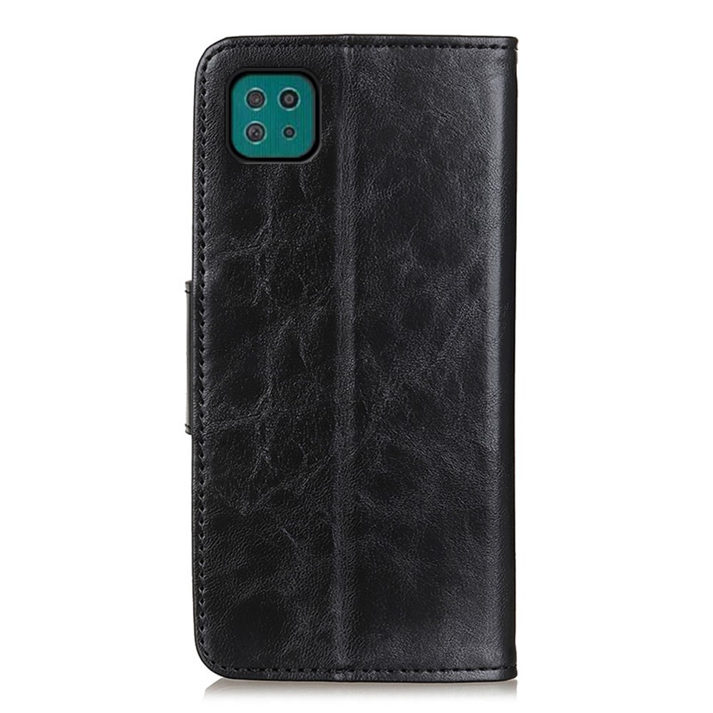 Wallet Stand Crazy Horse Texture Split Leather Phone Case Shell for Samsung Galaxy A22 5G (EU Version) - Black-5