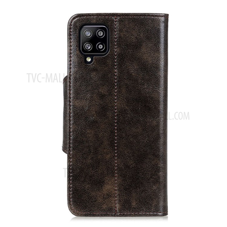 Magnetic Clasp Leather Case Wallet Stand Phone Cover Shell for Samsung Galaxy A22 4G (EU Version) - Coffee-5