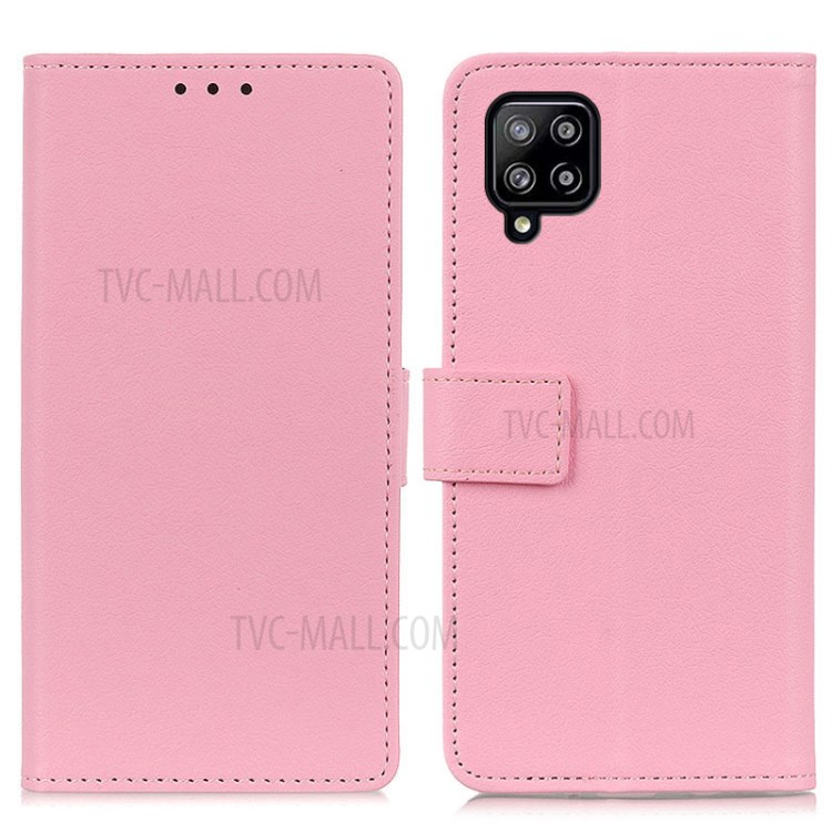 Leather Wallet Folio Phone Casing with Stand for Samsung Galaxy A22 4G (EU Version) - Pink-1