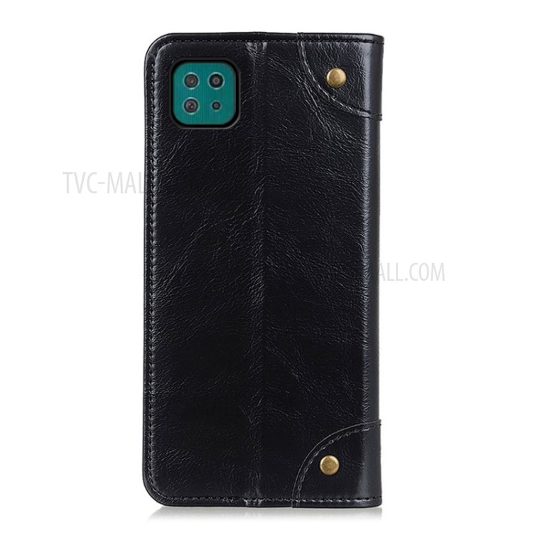 Auto-Absorbed Leather Phone Stand Case for Samsung Galaxy A22 5G (EU Version) - Black-4