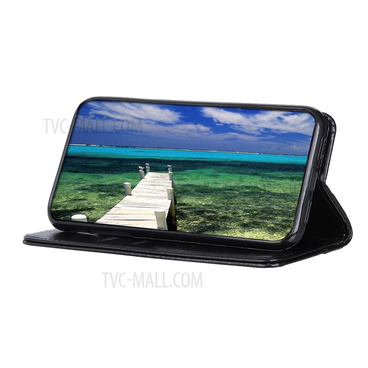 Auto-Absorbed Leather Phone Stand Case for Samsung Galaxy A22 5G (EU Version) - Black-6