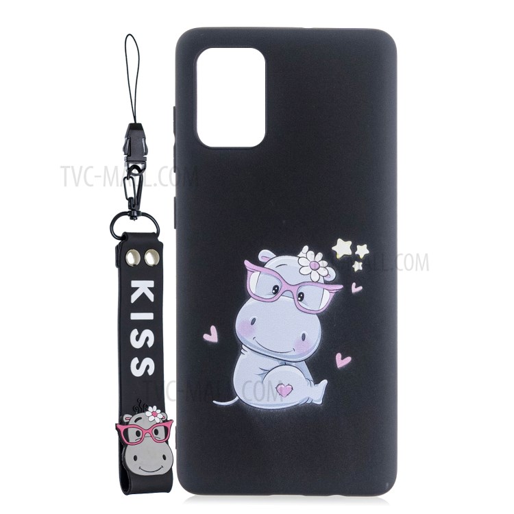 Well-Protected Pattern Printing TPU Gel Protective Case with Silicone Strap for Samsung Galaxy A72 4G/5G - Black-1