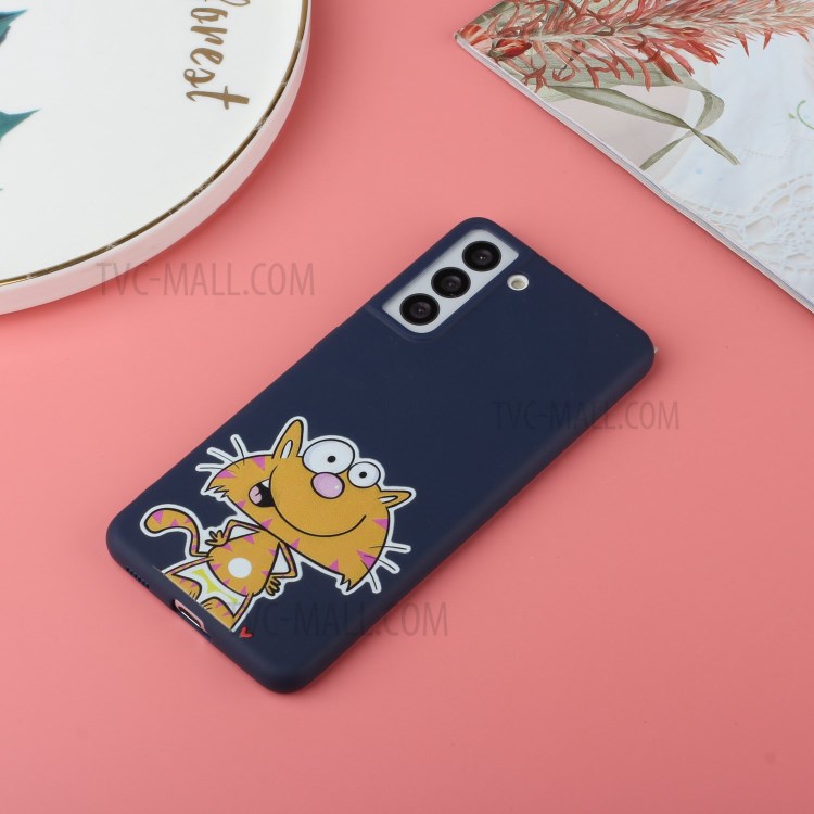 Silicone Strap Design Pattern Printing TPU Gel Protective Case for Samsung Galaxy S21+ 5G - Dark Blue-5