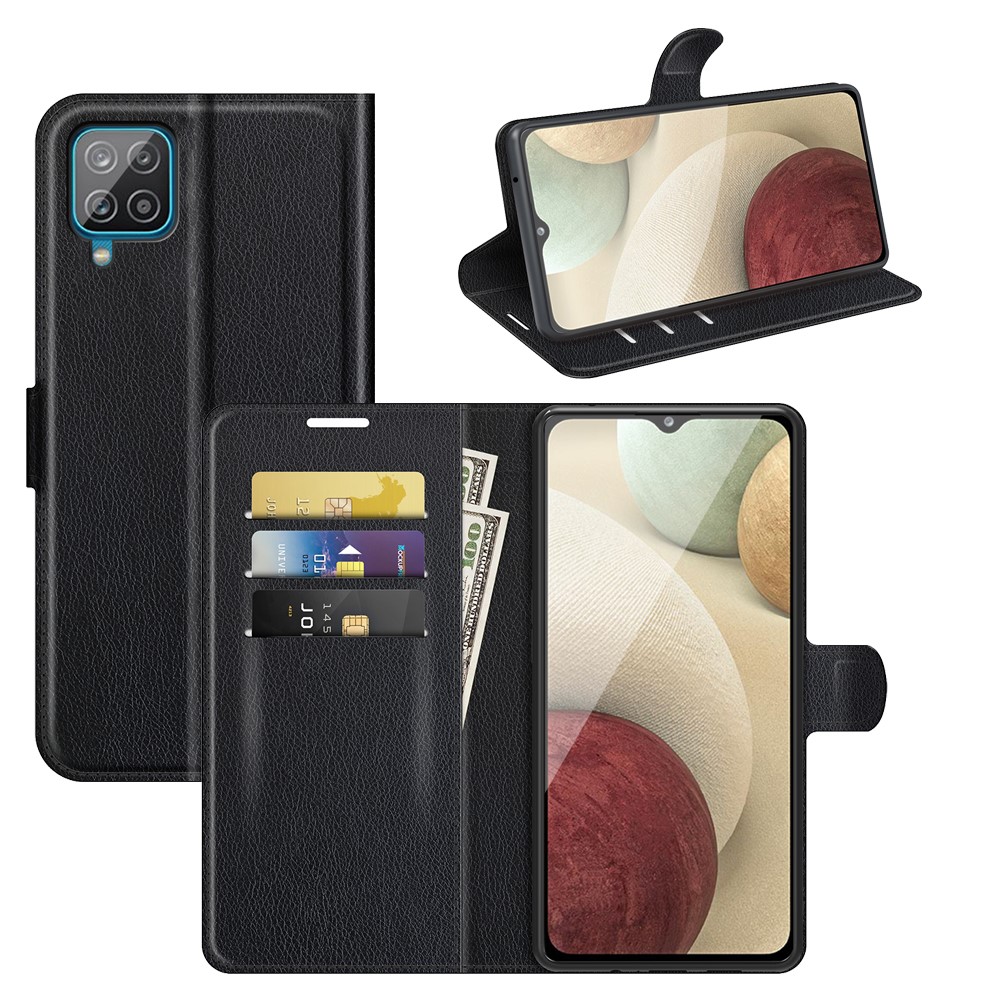 Wallet Design Litchi Texture Leather Phone Case with Stand for Samsung Galaxy A22 4G (EU Version) - Black-8