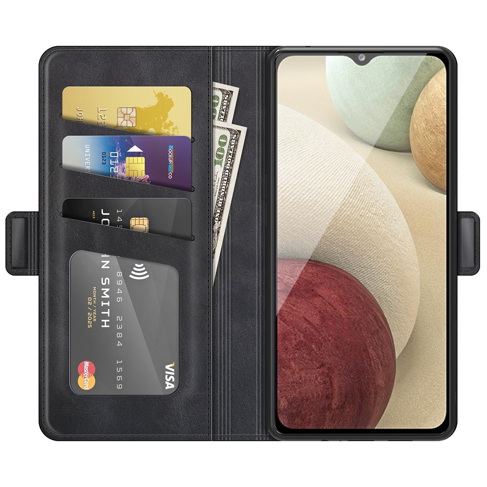 PU Leather Wallet Stand Double Clasp Magnetic Closure Phone Case Shell for Samsung Galaxy A22 4G (EU Version) - Black-4