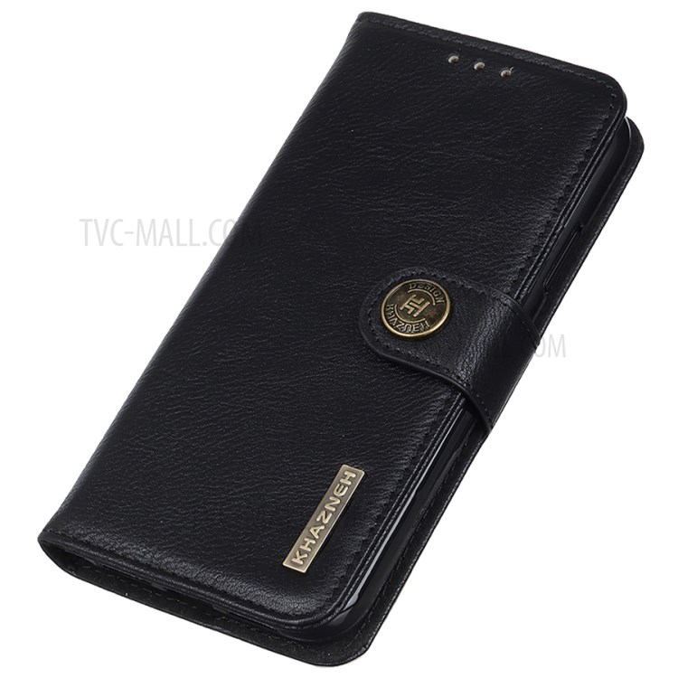 KHAZNEH Wallet Stand Phone Cover Leather Protective Case Shell for Samsung Galaxy A22 4G (EU Version) - Black-5