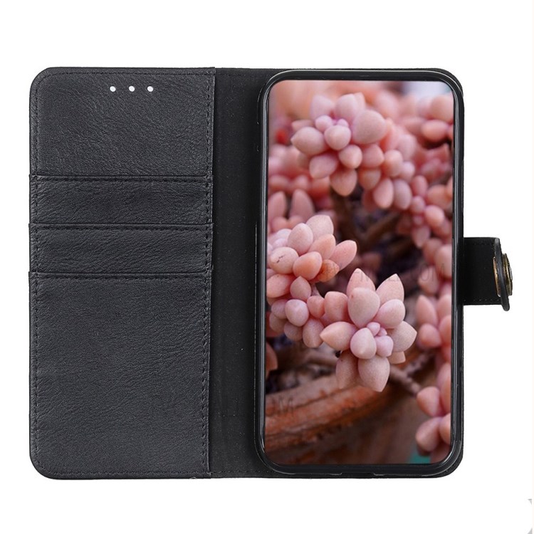 KHAZNEH Wallet Stand Phone Cover Leather Protective Case Shell for Samsung Galaxy A22 4G (EU Version) - Black-6