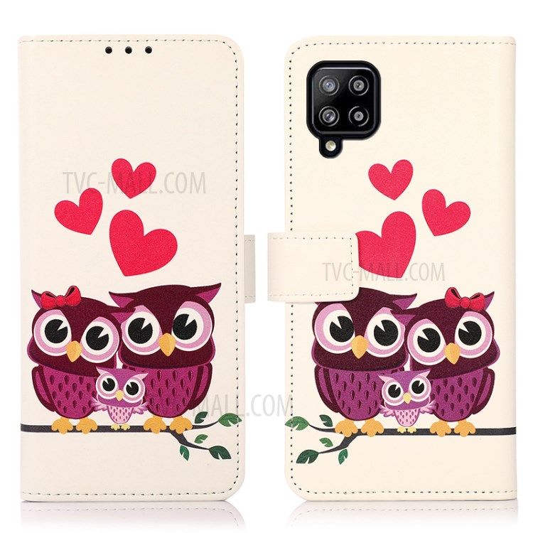 Wallet Stand Design Pattern Printing PU Leather Phone Protective Case Shell for Samsung Galaxy A22 4G (EU Version) - Owl-1