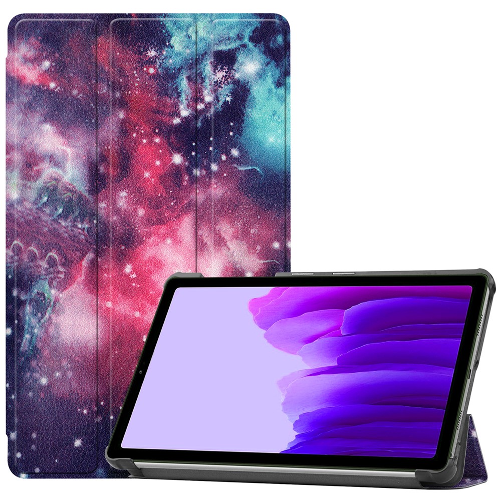 Pattern Printing Three-fold Stand Leather Shell Case Cover for Samsung Galaxy A7 Lite/T220/T225 - Sunset Cloud-1