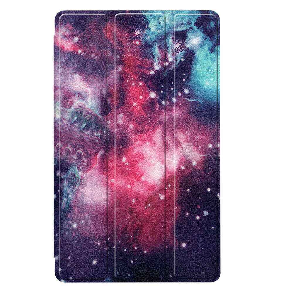 Pattern Printing Three-fold Stand Leather Shell Case Cover for Samsung Galaxy A7 Lite/T220/T225 - Sunset Cloud-7