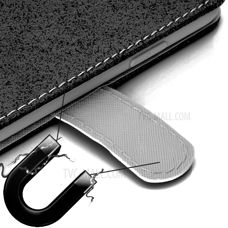 Flash Powder Leather Stand Phone Case with Card Slots for Samsung Galaxy A72 5G/4G - Black-10