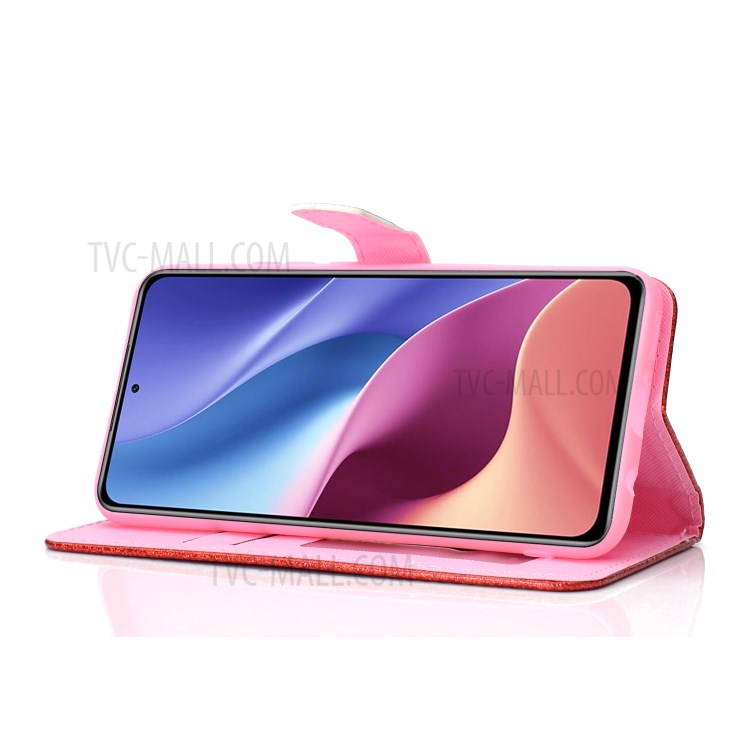 Flash Powder Leather Stand Phone Case with Card Slots for Samsung Galaxy A72 5G/4G - Black-4