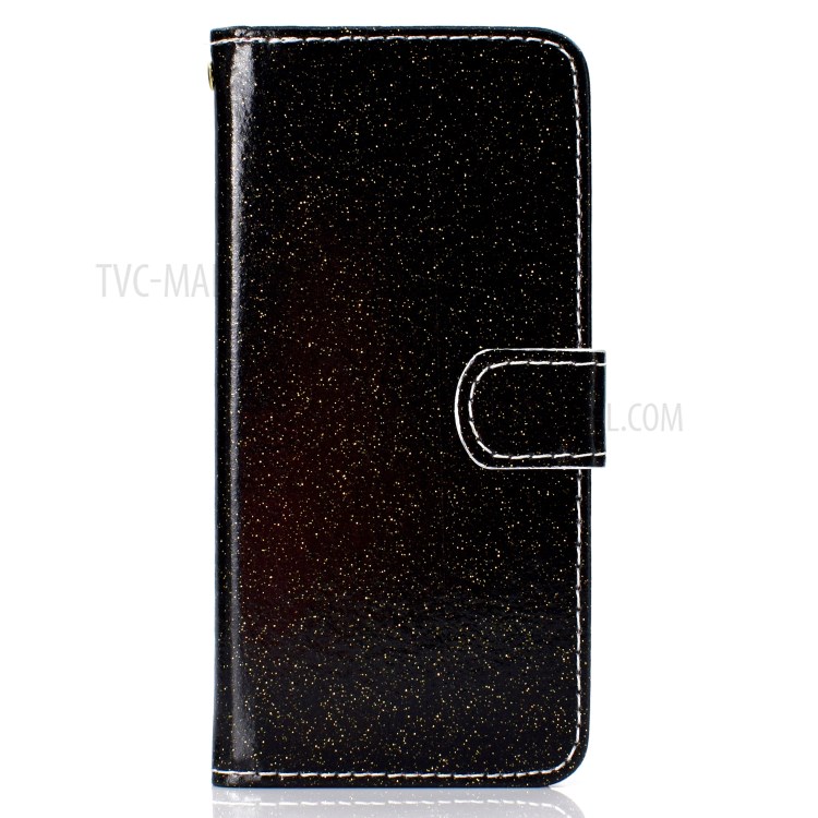 Flash Powder Leather Stand Phone Case with Card Slots for Samsung Galaxy A02 (EU Version) - Black-4