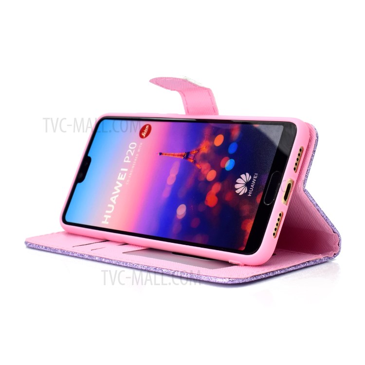 Flash Powder Leather Stand Phone Case with Card Slots for Samsung Galaxy A02 (EU Version) - Black-5