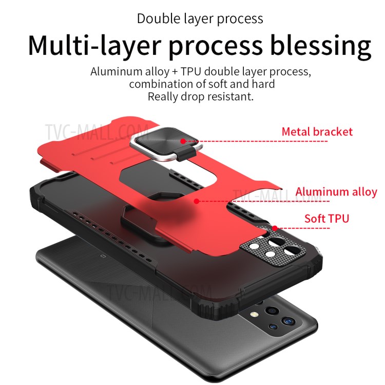 Kickstand Design 2 En 1 TPU POC + PC + TÉLÉPHONE DE TÉLÉPHONE HYBRIDE AUTOCHE POUR SAMSUNG GALAXY A72 4G / 5G - Noir-6