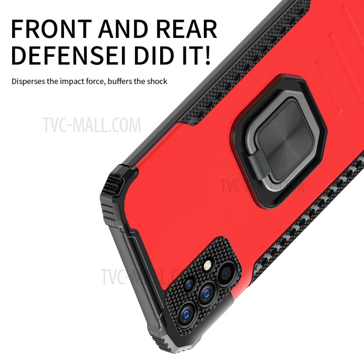 Kickstand Design 2 в 1 Shock -reseep TPU + PC + Metal Combo Hybrid Phone Back Case Для Samsung Galaxy A72 4G/5G - Черный-7