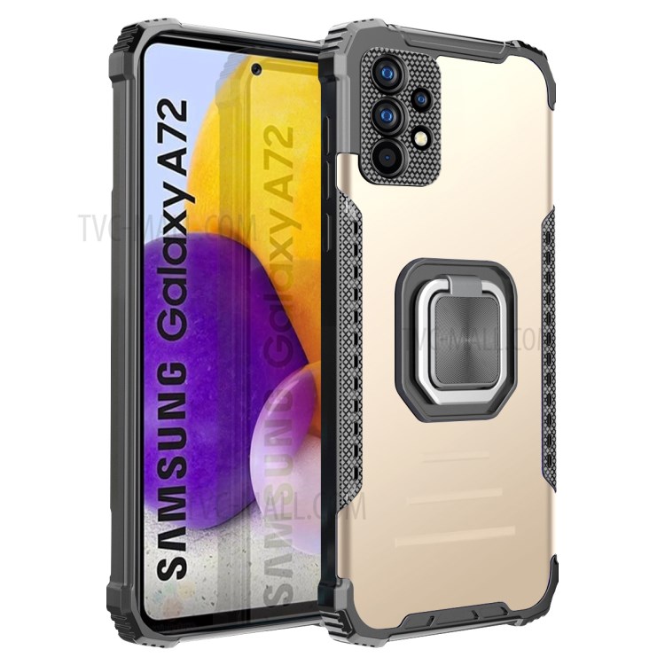 Kickstand Design 2 En 1 TPU POC + PC + TÉLÉPHONE DE TÉLÉPHONE HYBRIDE AUTOCHE POUR SAMSUNG GALAXY A72 4G / 5G - Or-1