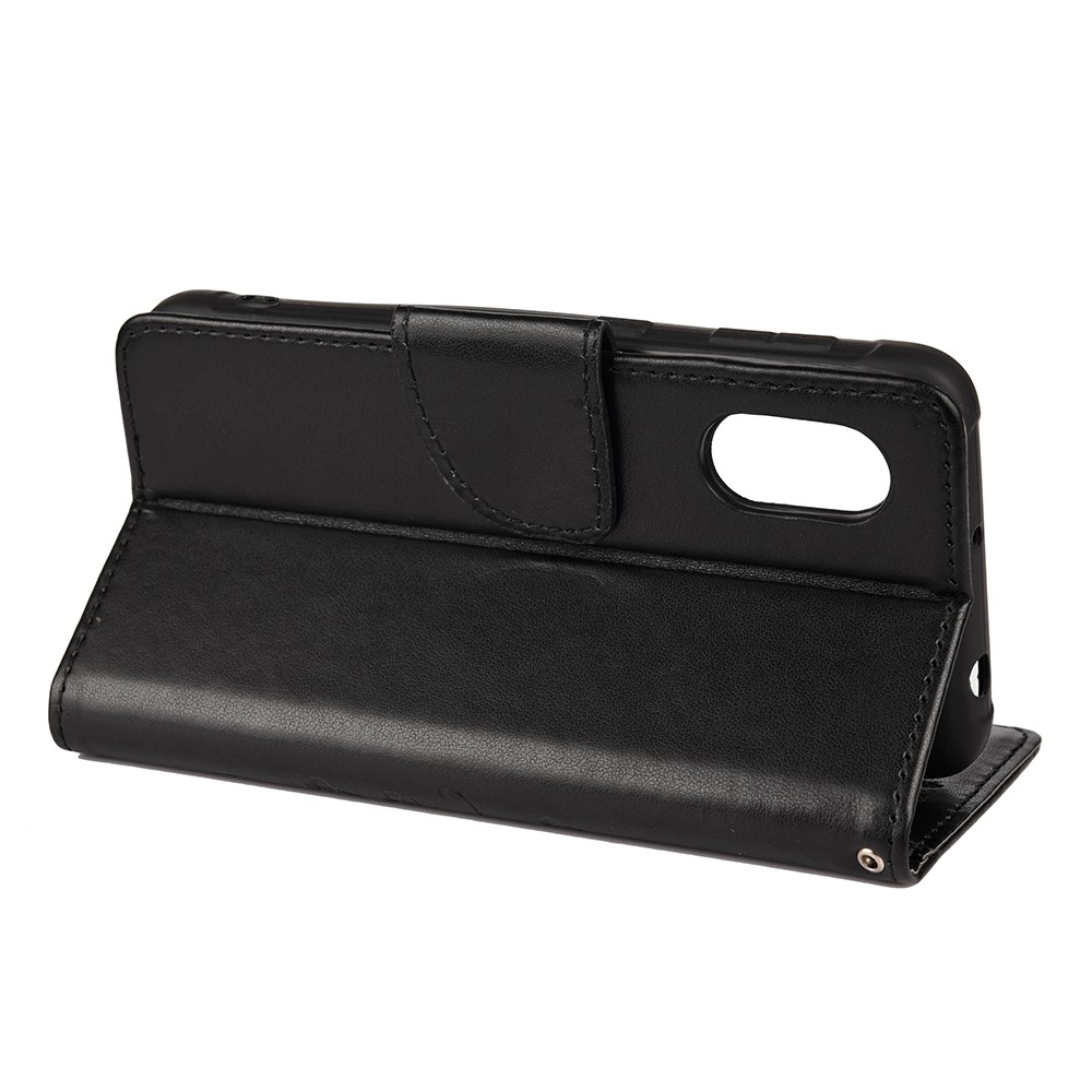 Butterflies and Flower Imprinted Leather Wallet Stand Case for Samsung Galaxy Xcover 5 - Black-5