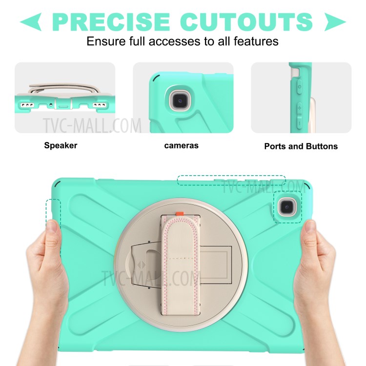 Coperchio Tablet Con Cinturino A Mano Con Kickstand Girevole Per Samsung Galaxy Tab A7 10.4 (2020) - Menta Verde-6