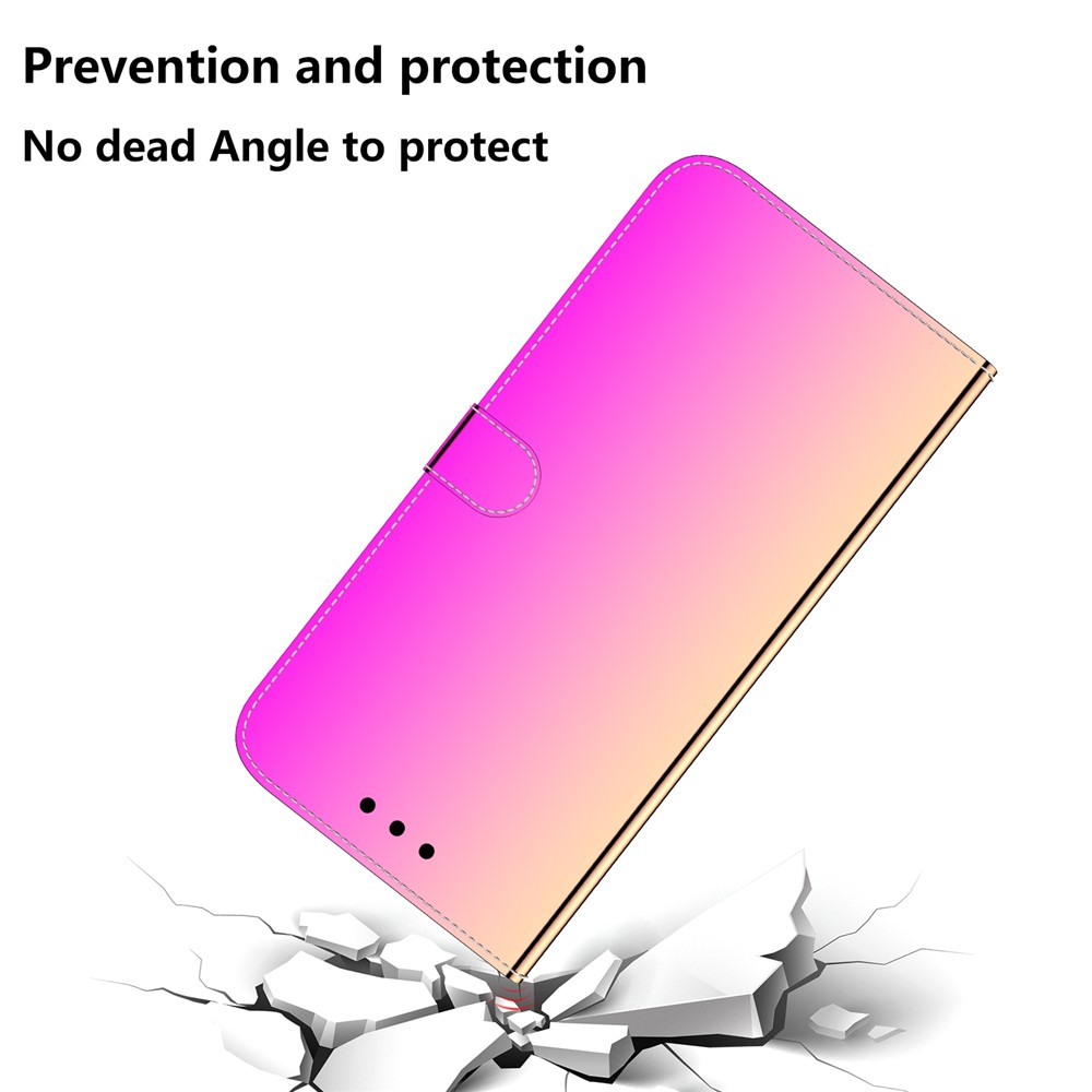 Mirror-like Surface Wallet Stand Leather Cover Case for Samsung Galaxy S21 FE - Rose-3
