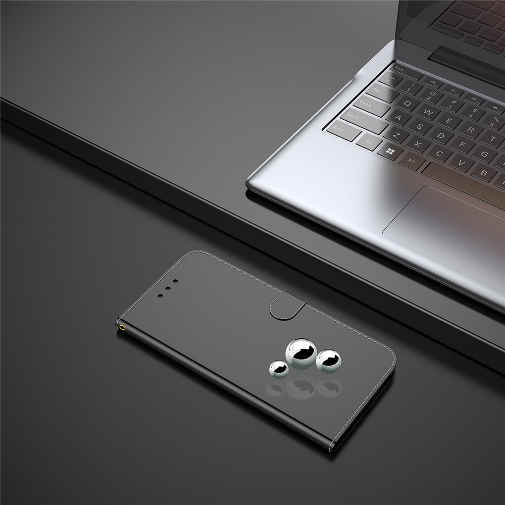 Mirror-like Surface Wallet Design Stand Leather Cover Case for Samsung Galaxy Xcover 5 - Black-2